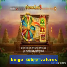 bingo sobre valores para imprimir